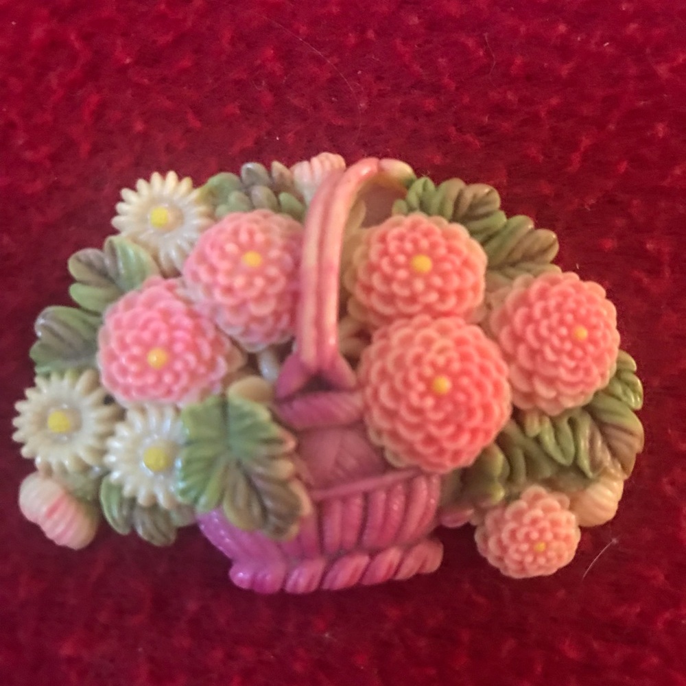 Vintage floral celluloid pin